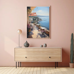 Mediterranean Seaside Terrace Travel Poster