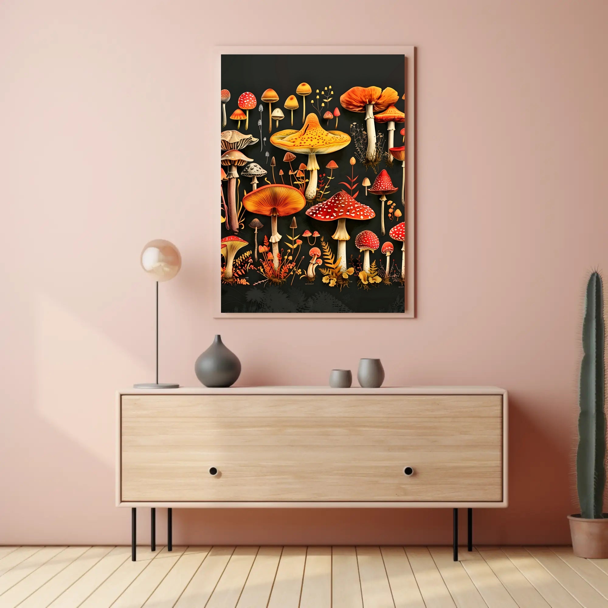 Mushroom Species Chart: Vibrant Fungi Educational or Infographic Poster