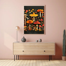 Mushroom Species Chart: Vibrant Fungi Educational or Infographic Poster