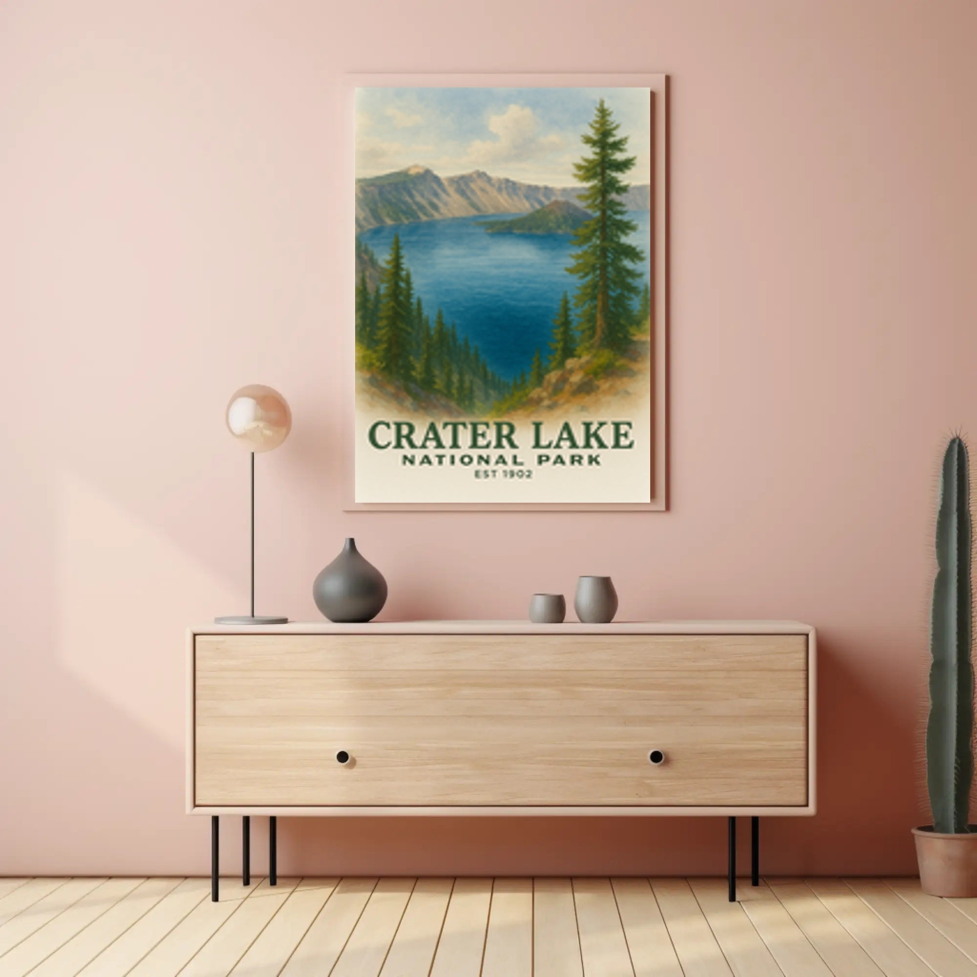 Crater Lake Scenic Travel Poster Vintage Wall Art