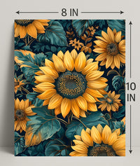 Vibrant Sunflower Botanical Art Print - Abstract or Artistic Poster