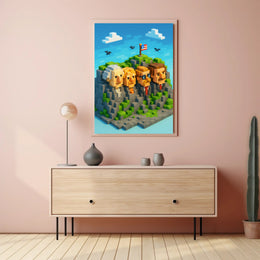 Pixel Presidents on Mount Rushmore Poster PosterGoat