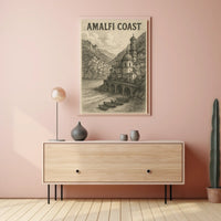 Amalfi Coast Poster Wall Art 18x24 Coastal Decor Print
