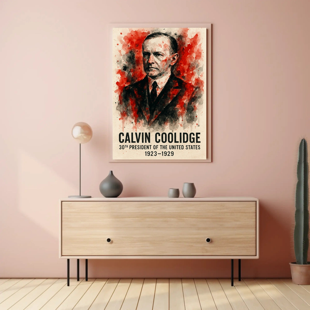 Calvin Coolidge Watercolor 1923-1929 Historical Presidential Poster