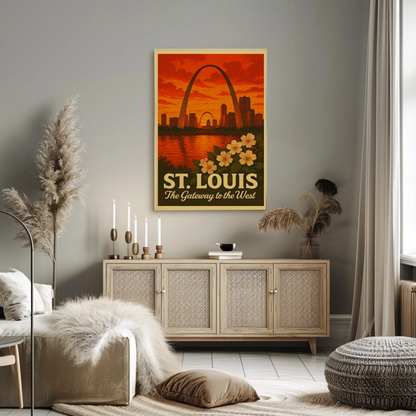 St Louis Missouri Gateway Arch Sunset Skyline Poster