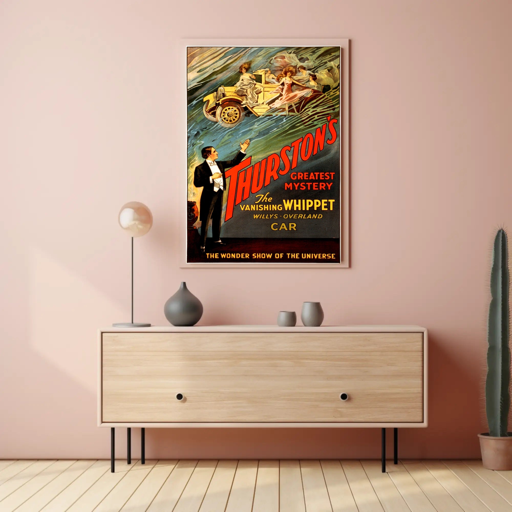 Magic Illusionist Vanishing Car Vintage Show Poster