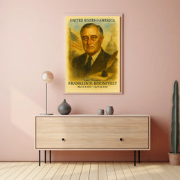 Franklin D. Roosevelt 32nd President of the United States Vintage Watercolor Poster