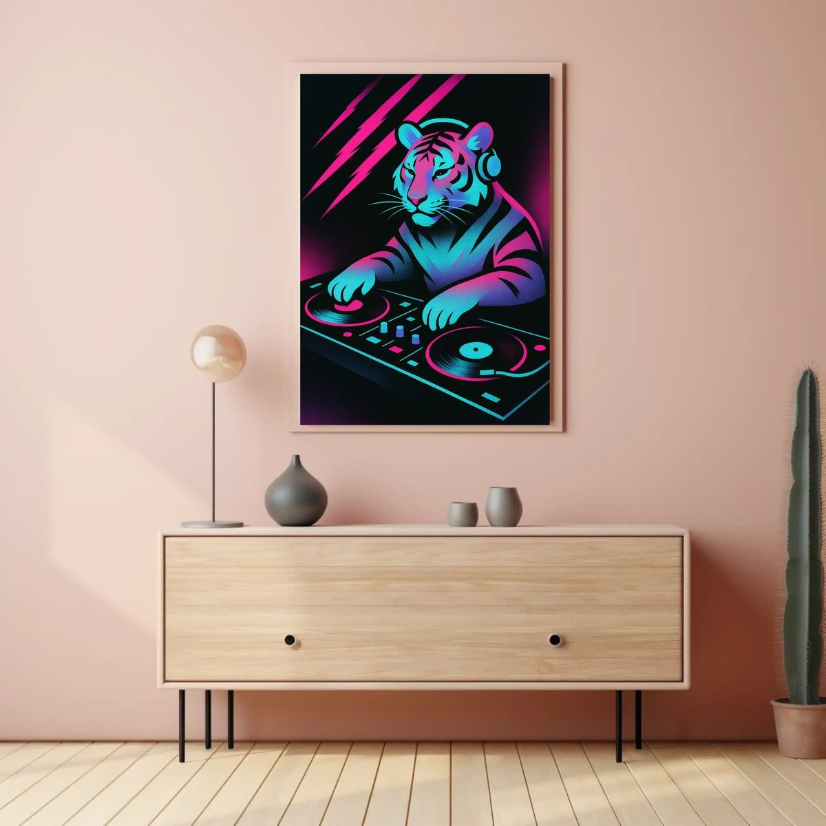 Neon Dj Tiger Poster