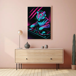 Neon Dj Tiger Poster