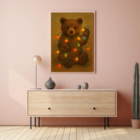 Festive Bear With Lights Poster