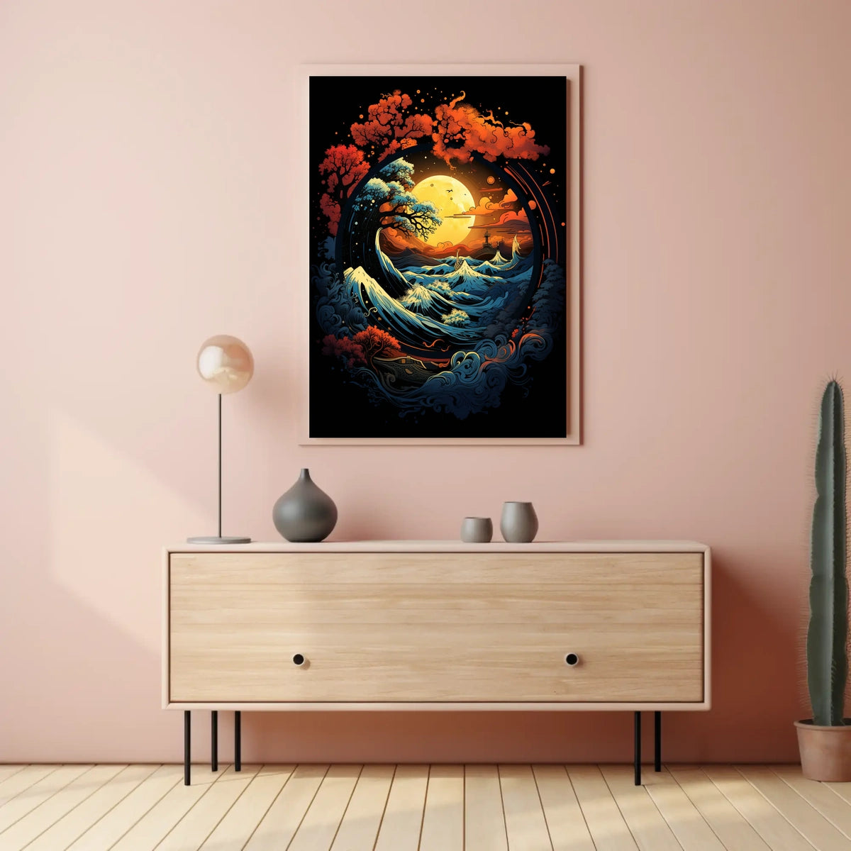Mystical Moonlit Landscape with Celestial Harmony Poster