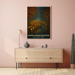 Autumn Lantern Festival Forest Cozy Impressionist Poster