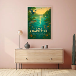 Lake Charlevoix Sunset Serenity Travel Poster