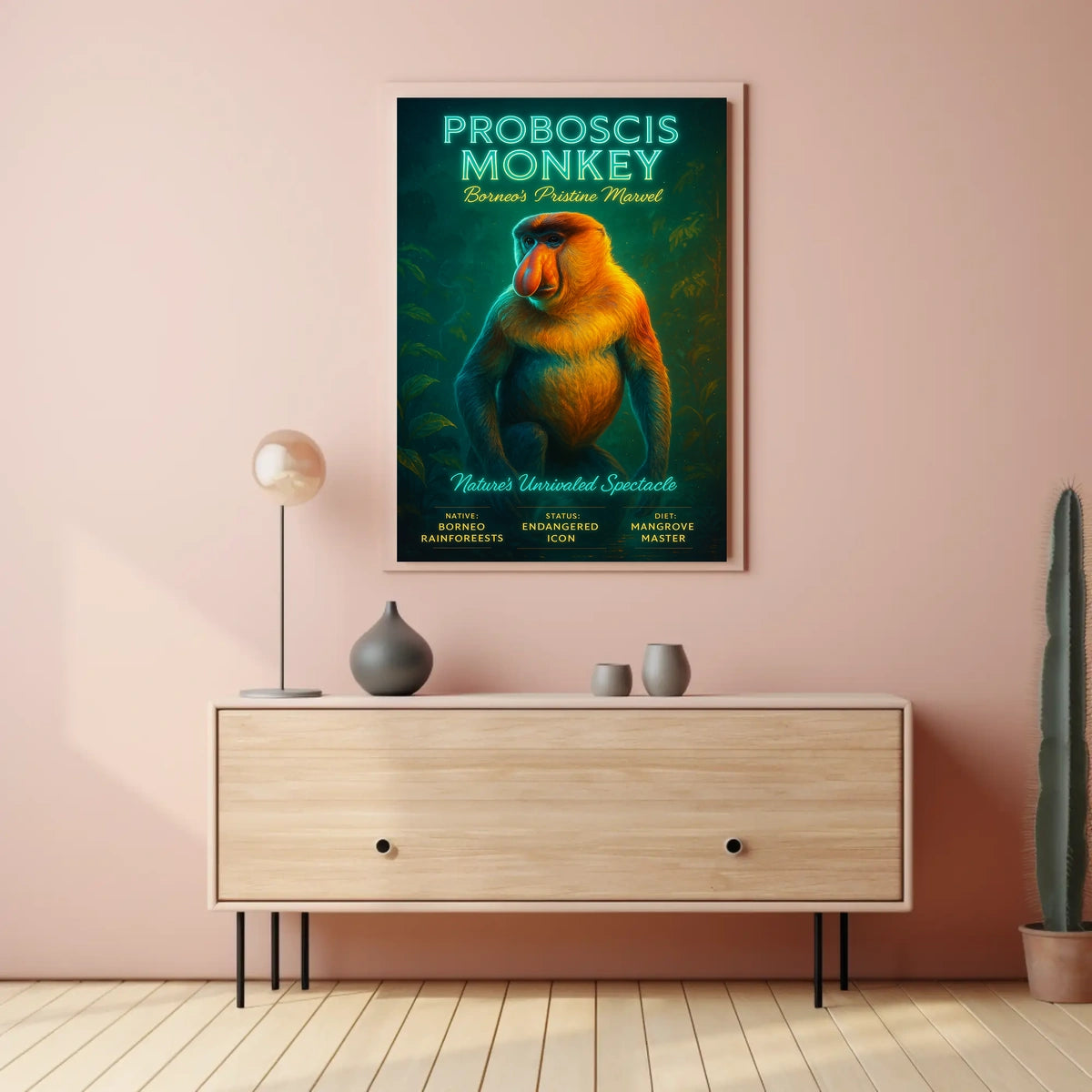 Proboscis Monkey Borneos Pristine Marvel Poster