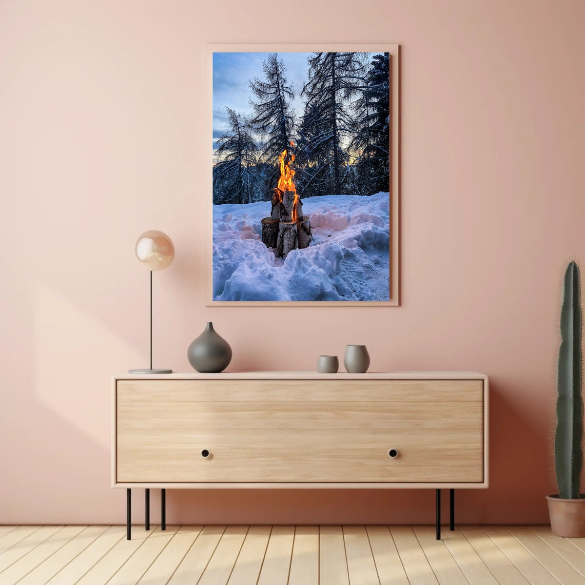 Winter Campfire In The Woods Poster