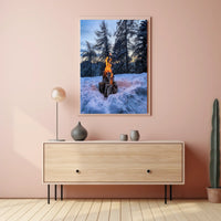 Winter Campfire In The Woods Poster