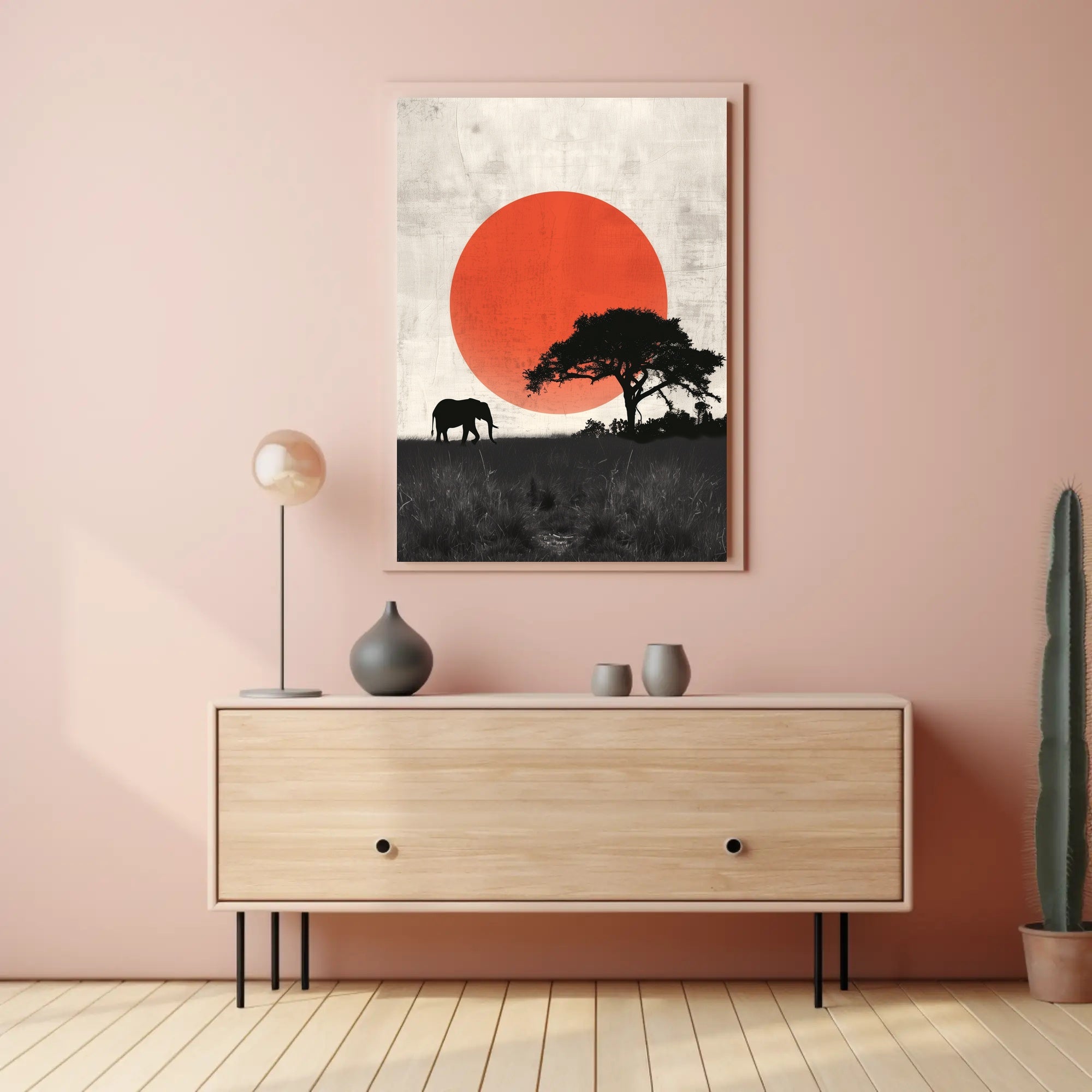 Serengeti Silhouette Poster Minimalist Sunset Print