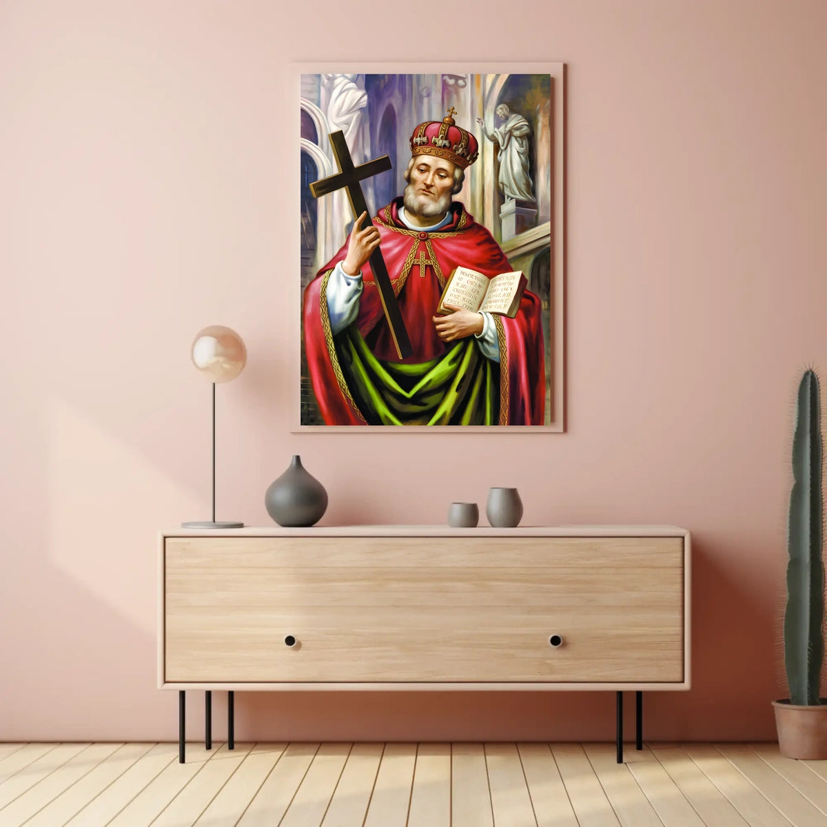 Saintly Figure with Cross Poster