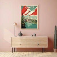 Winnipeg Architectural Scene Vintage Urban Cityscape Poster