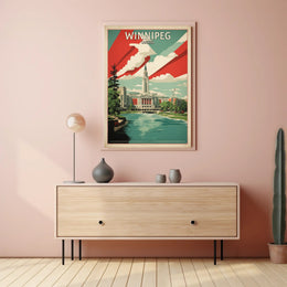 Winnipeg Architectural Scene Vintage Urban Cityscape Poster