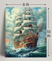 Majestic Sailing Ship At Sea Poster