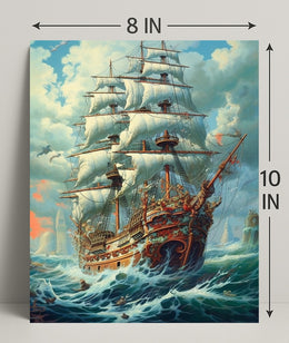 Majestic Sailing Ship At Sea Poster