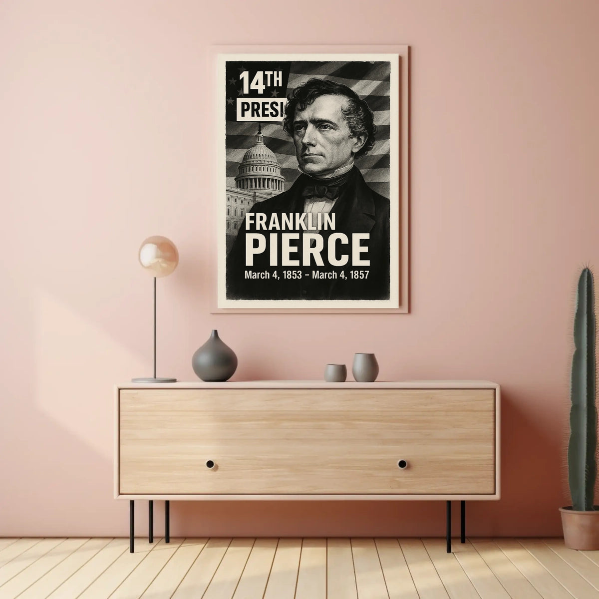 Franklin Pierce 14th President of the United States Digital Montaje Poster