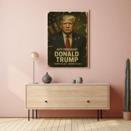 Donald Trump 45th President of the United States Damaged Photograph Poster