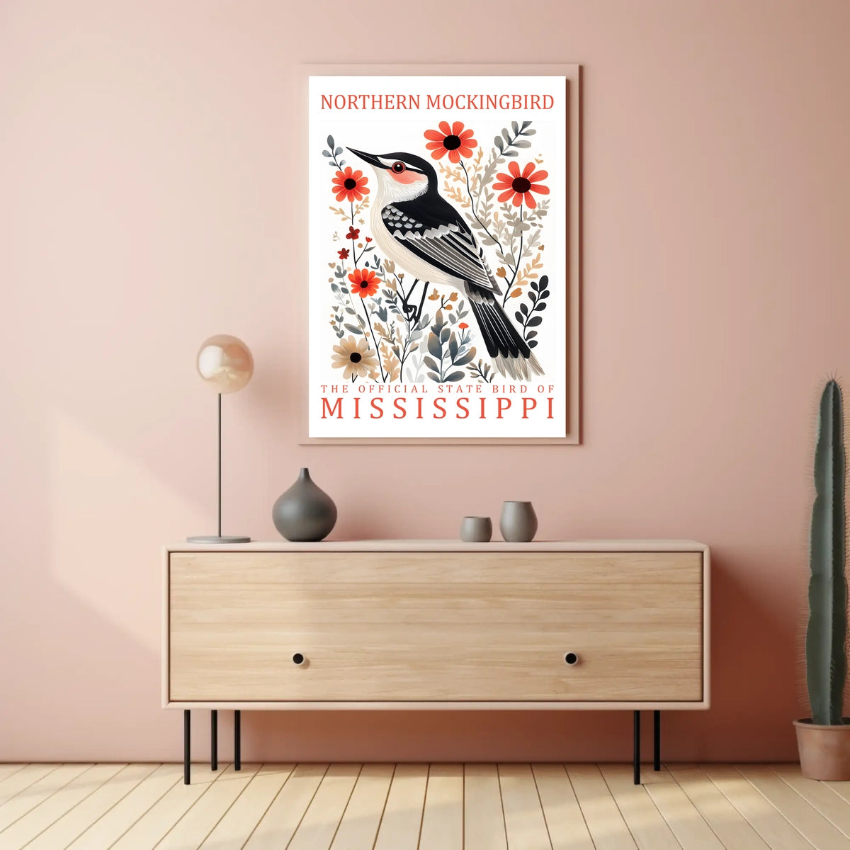 Northern Mockingbird Mississippi State Bird Poster