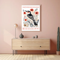 Northern Mockingbird Mississippi State Bird Poster
