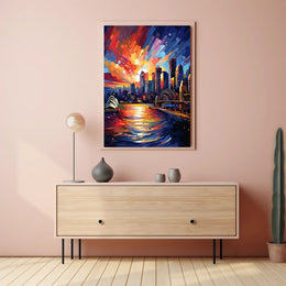 Vivid Cityscape At Sunset Poster