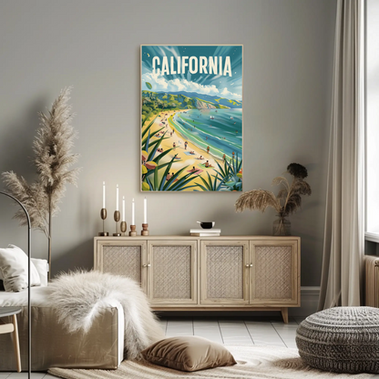 California Dream Coastline Beach Day Travel Poster