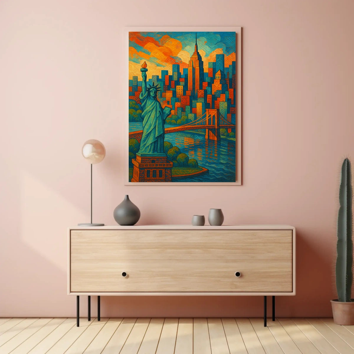 New York City Poster Abstract Vibrant Skyline Wall Art