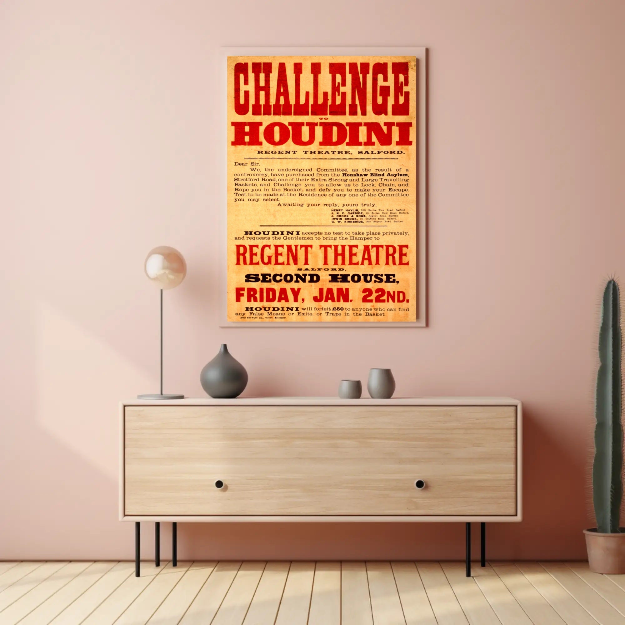 Houdini Challenge Vintage Escape Artist Cultural Poster