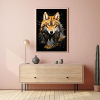Stylized Wilderness Wolf Depiction Artistic Animal Poster