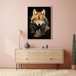 Stylized Wilderness Wolf Depiction Artistic Animal Poster
