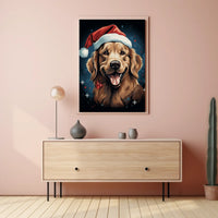 Golden Retriever Festive Christmas Poster: Cheerful Holiday Art