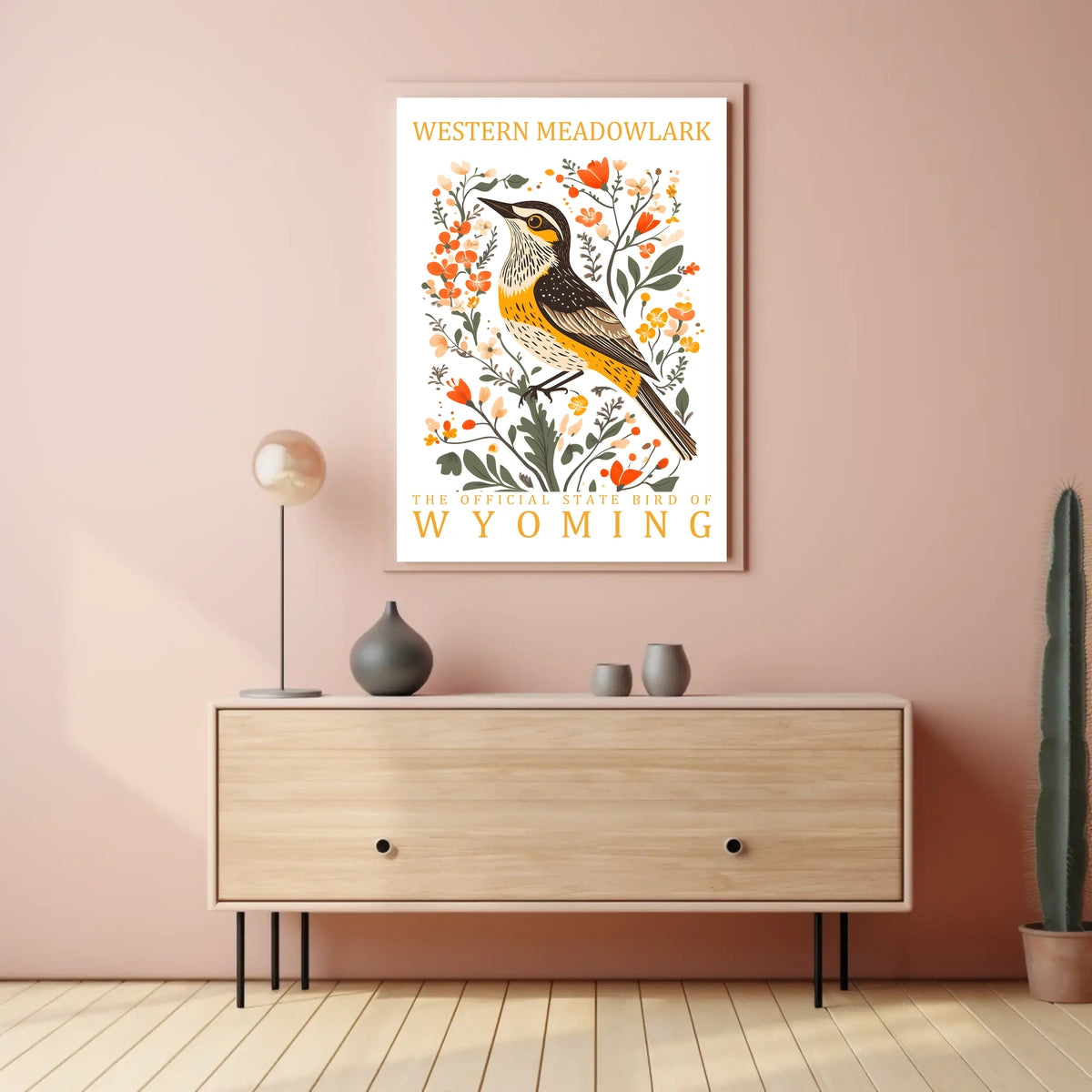 Western Meadowlark Wyoming State Bird Art Poster
