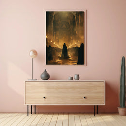 Mystical Gathering in Ancient Grand Hall Poster PosterGoat