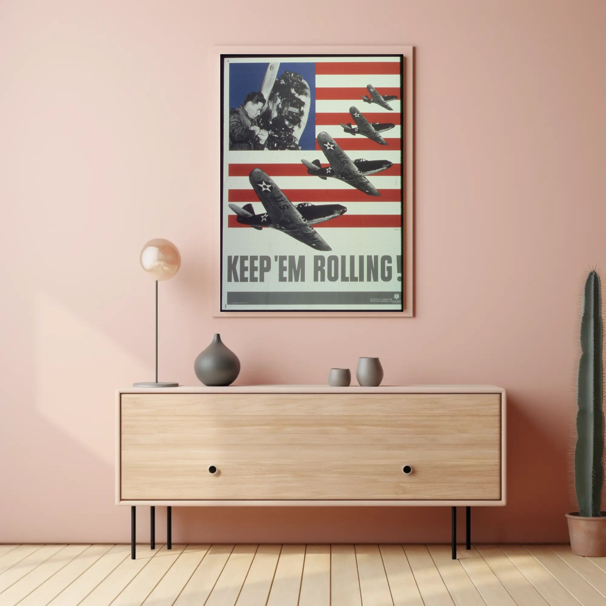 American Fighter Planes WWII Era Aviation Poster