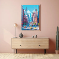 New York Cityscape Poster Modern Vibrant City Wall Art