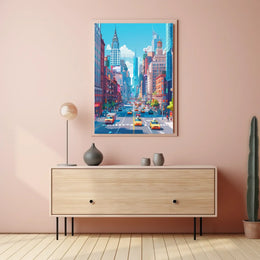 New York Cityscape Poster Modern Vibrant City Wall Art