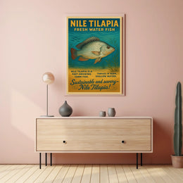 Nile Tilapia Vintage Aquatic Poster for Sustainability Enthusiasts