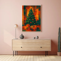 Geometric Holiday Landscape Art For Living Room Poster