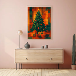 Geometric Holiday Landscape Art For Living Room Poster