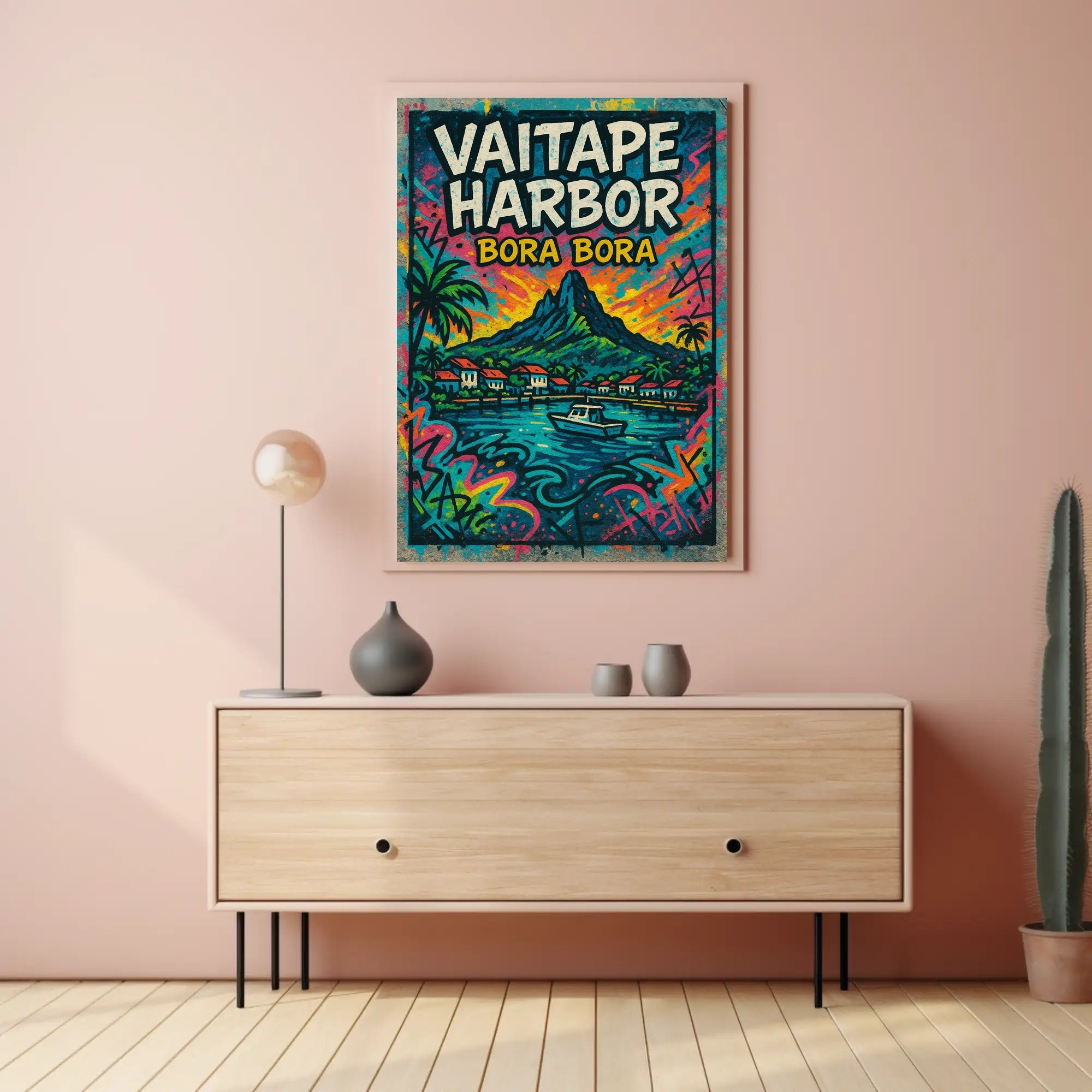 Vibrant Bora Bora Vaitape Harbor Travel Poster PosterGoat