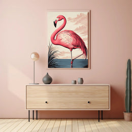 Flamingo Poster Graceful Pink Bird Coastal Wall Art