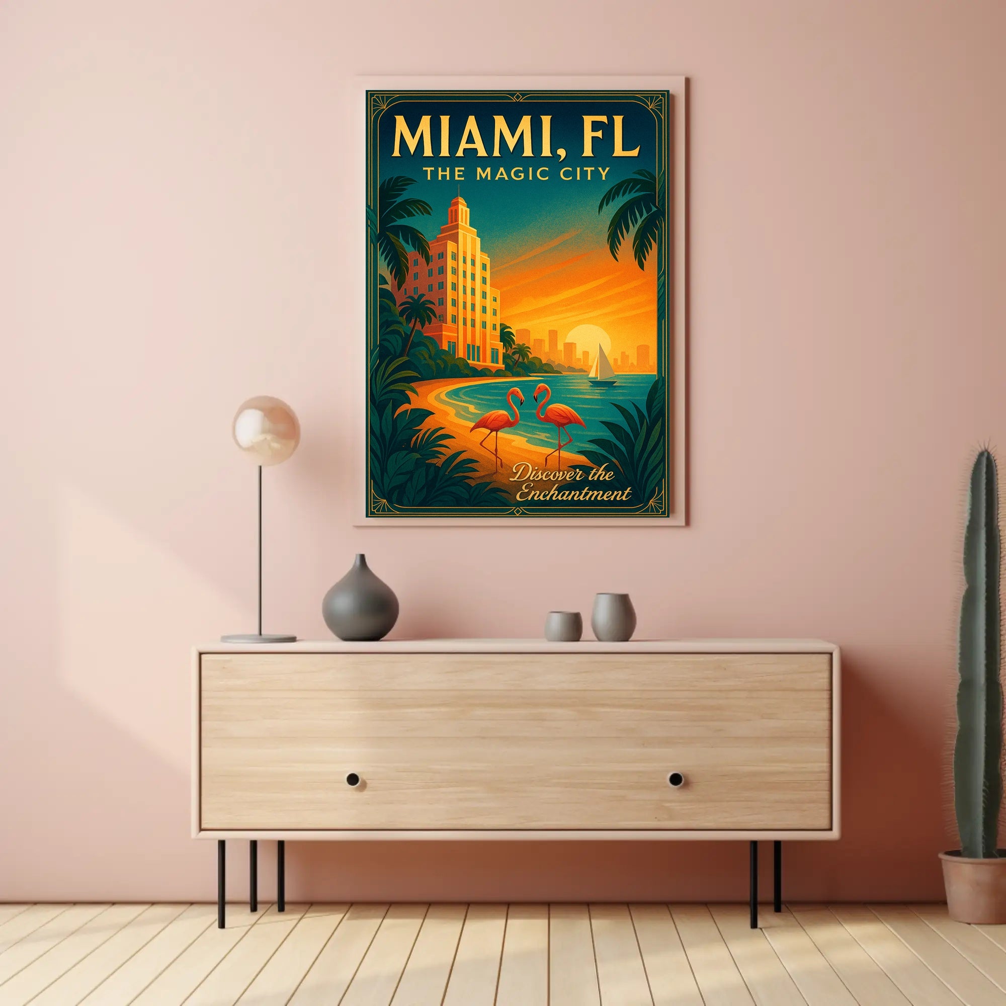 Miami Sunset Magic: Vintage Travel Art Poster
