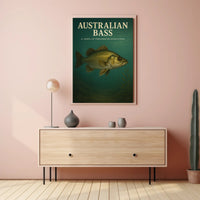 Australian Bass Ecosystem Art Educational or Infographic Poster