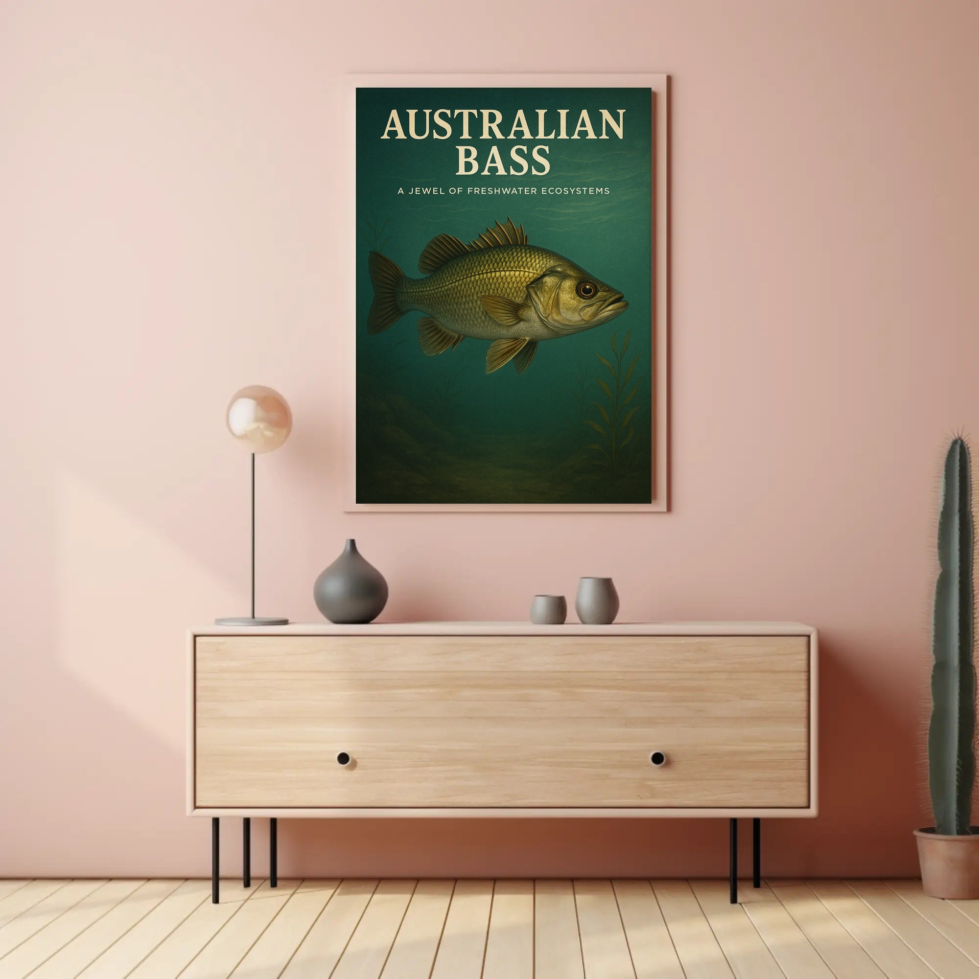 Australian Bass Ecosystem Art Educational or Infographic Poster